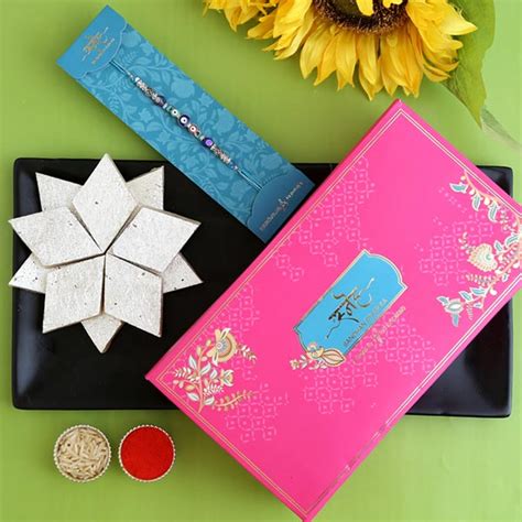 Auspicious Evil Eye Designer Rakhi And Kaju Katli - SGRAKHI08_2021RKH21