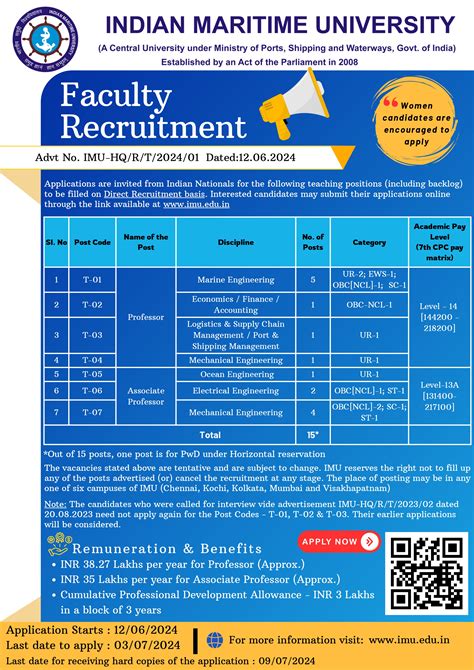 IMU FACULTY RECRUITMENT