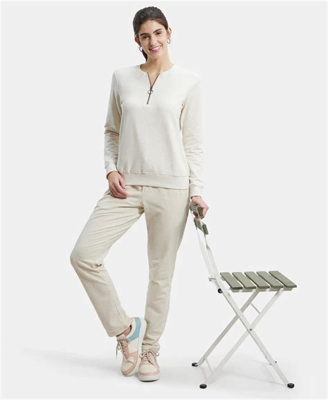 Buy Super Combed Cotton Elastane Stretch Melange Sweatshirt with Round ...