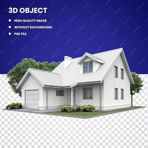 3d property white house png transparent background | Premium PSD