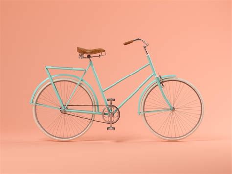 Blue bicycle on pink background 3d illustration | Premium Photo