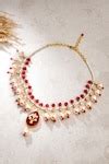 Buy Multi Color Agates Pearl Embellished Necklace by joules by radhika ...