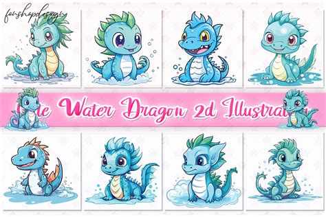 Cute Water Dragon 2d Illustration Graphic by FonShopDesign · Creative ...