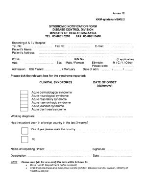Syndromic Notification Form - Fill Out, Sign & Share Online | pdfFiller