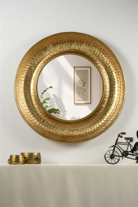 MIRAL INDIA Hammered Golden Thava Wall Mirror