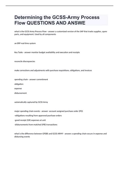 Determining the GCSS-Army Process Flow QUESTIONS AND ANSWERS - GCSS ...