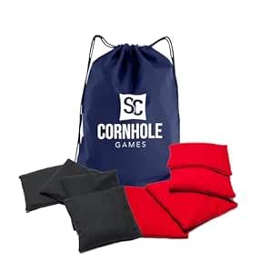 Weather Resistant Cornhole Bags (Set of 8) by SC Cornhole (Red/Black ...