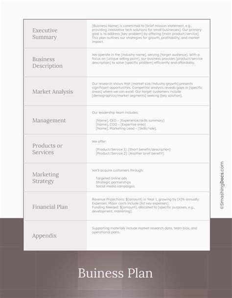 Sample Simple Business Plan Template 的图像结果