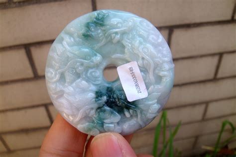 57mm Green Jadeite Jade 翡翠 Fei Cui Pendant / Necklace Certified Natural ...