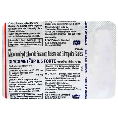 Glycomet-GP 0.5 Forte Tablet | Uses, Side Effects, Price | Apollo Pharmacy