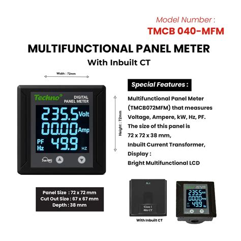 SINGLE PHASE MULTIFUNCTIONAL PANEL METER (40 A) – Techno Meters ...