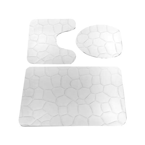 xiuh 3 piece rock memory foam bathroom mat set flannel embossed rug mat ...