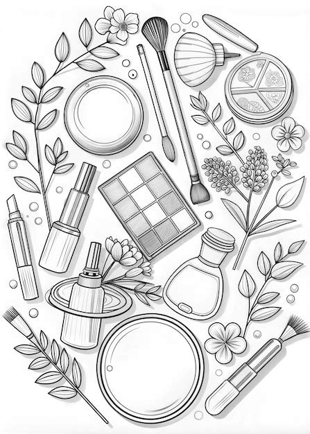 Drawing of Various Cosmetics and Makeup Products | Premium AI-generated ...