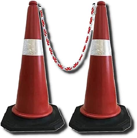 LADWA Road Traffic Cone, Pack of 4 cones 750mm, with 4 mtr chain + 4 ...