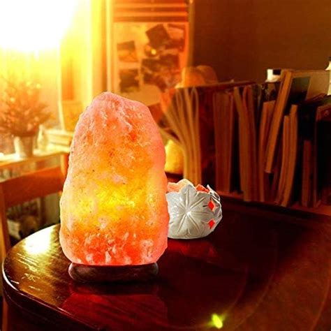 Buy Malowal 7 Inch Himalayan Rock Salt Lamp With Wooden Base And An ...