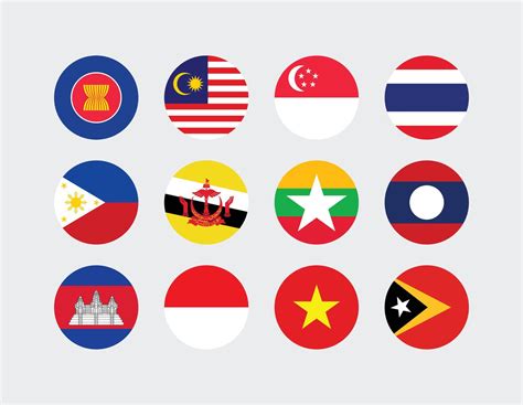 National Flag of All ASEAN Countries. Set of ASEAN Country Round Flag. 46986884 Vector Art at ...