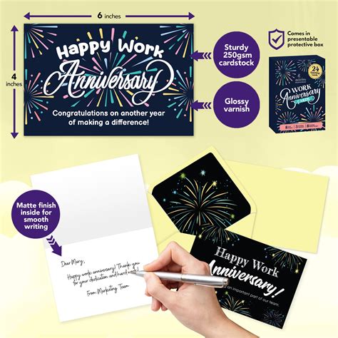 Snapklik.com : Decorably 24 Pack 6x4in Happy Work Anniversary Cards For ...