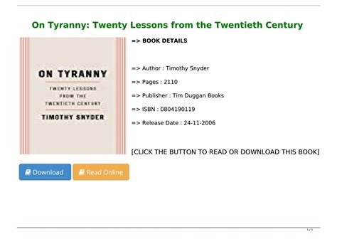 [P.D.F Download] On Tyranny: Twenty Lessons from the Twentieth Century ...