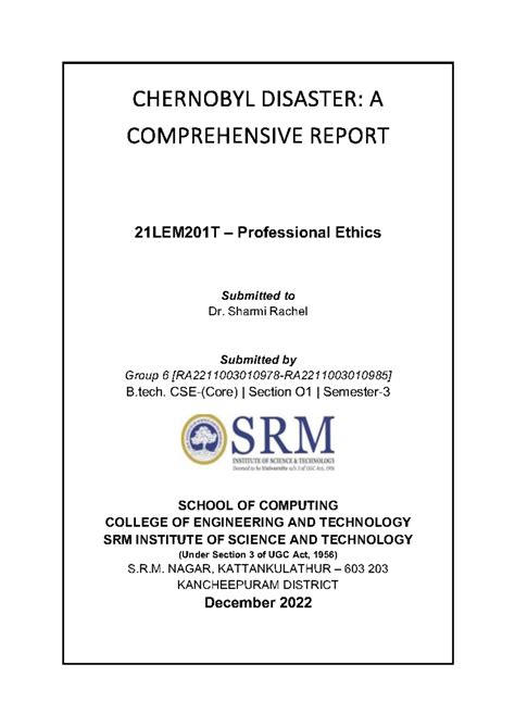 Chernobyl Disaster report - CHERNOBYL DISASTER: A COMPREHENSIVE REPORT ...