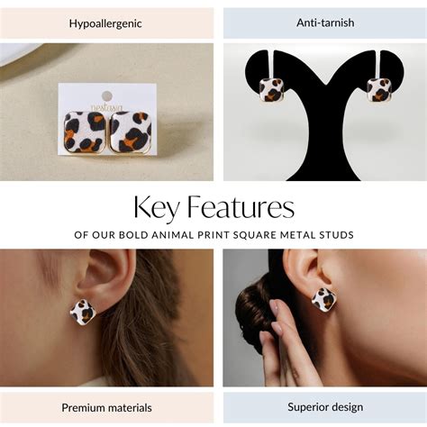 Earrings Online - Premium Bold Animal Print Square Metal Studs | Nestasia