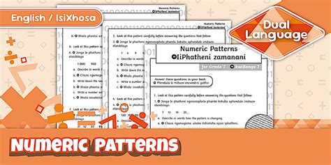 Numeric And Geometric Patterns Grade 7 Worksheets