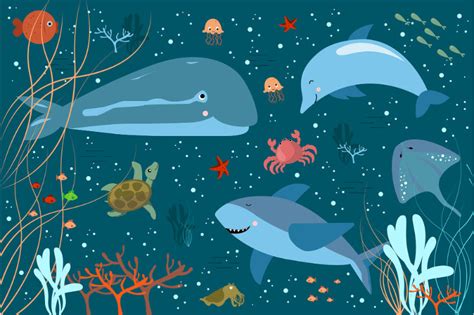 Fish Wallpaper - Aqua Animal Wall Design | Giffywalls
