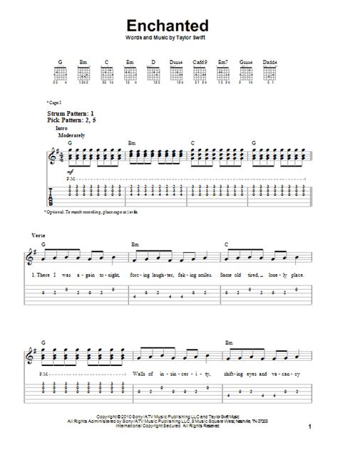 Enchanted Sheet Music | Taylor Swift | Easy Guitar Tab