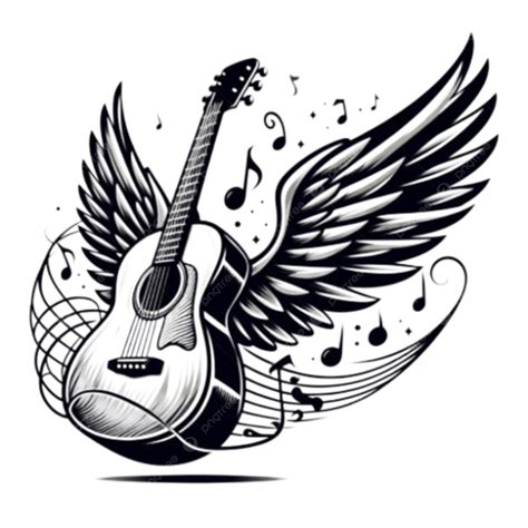 Acoustic Guitar With Angel Wings Music Takes Flight, Guitar, Wings ...