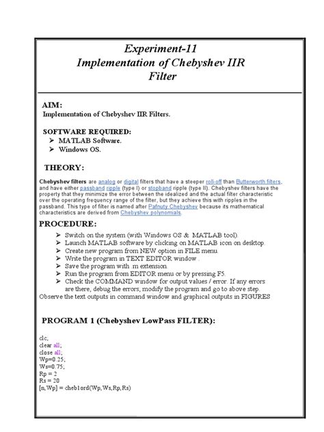 Image result for Audio of Iff Filters Design Chebyshev Method Issue