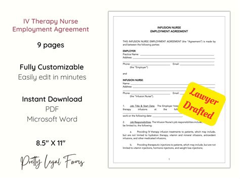 IV Therapy Nurse Contract Template, Infusion Nurse Employment Agreement ...
