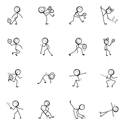 Premium Vector | Sports and games doodle stick figure icons