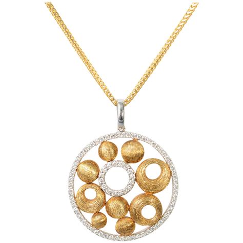 Gold and Diamonds French Pendant Necklace For Sale at 1stDibs
