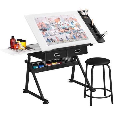 Snapklik.com : Yaheetech Height Adjustable White Art Desk For Adults ...