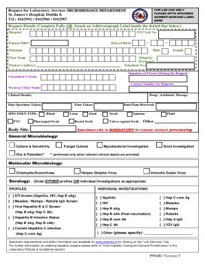 Fillable Online External Hospitals Request Form Microbiology (Word ...