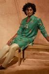 Buy Green Silk, Cotton Rolling Giraffe Printed Kurta And Pant Set For ...