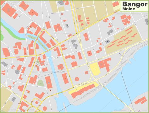 Bangor downtown map - Ontheworldmap.com