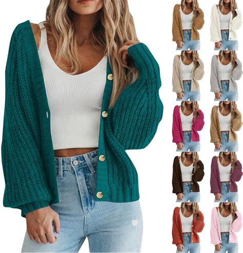 Petite Chunky Cardigan Sweaters For Women Button Down Open Cozy Soft ...