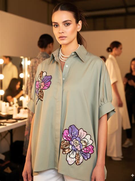Antifit Embellished Pure Cotton Shirt