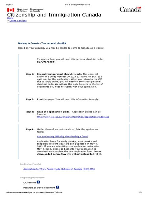 Image result for CIC Web Form