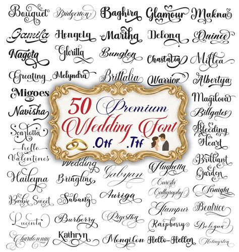 50 Wedding Fonts Bundle | Elegant Script, Calligraphy (digital Download ...
