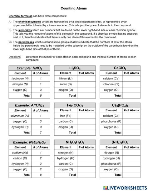 Counting Atoms Worksheet Answer Key 的图像结果