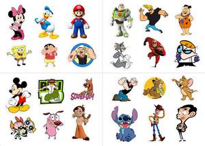 ONPRINT 5 cm 90's Classic Cartoons Pvc Stickers : Laptop, Scrapbook ...