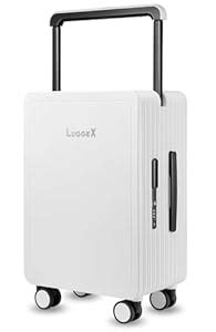 LUGGEX Wide Handle 22x14x9 Luggage - Chic, No-Zip Travel Glamour, White ...