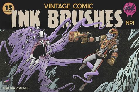 Procreate Vintage Comic Book Ink Brush Kit | Photoshop comic brushes ...