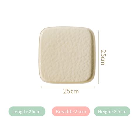 Textured Ceramic Square Dinner Plate Vanilla White Set Of 4 10 Inch ...