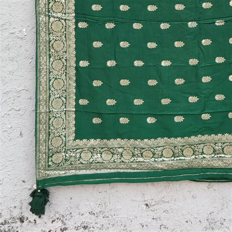 BANARASI BROCADE-Green Banarasi Brocade Dupatta – Sanskruti