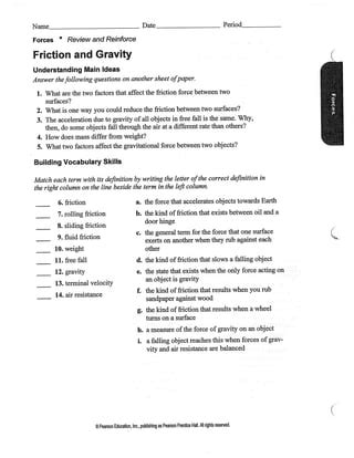 Image result for Friction Force Worksheet