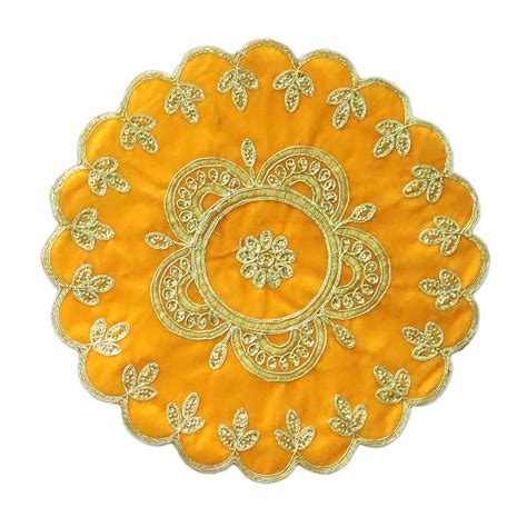 Shoppersduniya Yellow Velvet Designer Aasan Pooja Cloth Mat Mandir ...