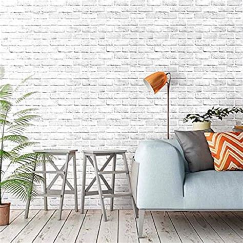 Univocean Modern White Brick Wallpaper, 3D Pattern Self Adhesive Peel ...
