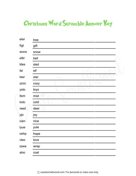 FUN Christmas Word Scrambles (With Answers) - Cassie Smallwood